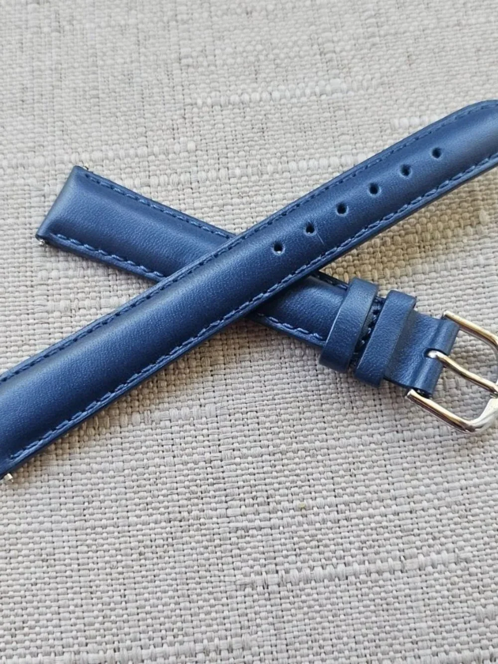 Replacement Strap Blue Leather Two Piece Strap for Watch 12mm New Unbranded